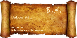 Babos Ali névjegykártya